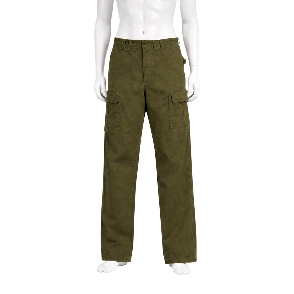 Old Mill Mens Fleece Lined Cargo Work Pants Brown Canvas Utility 40x30 M1159S